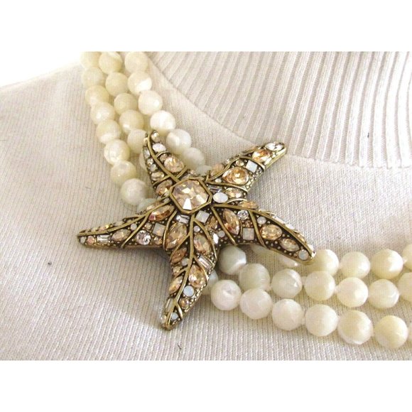 Heidi Daus Designer Pendant White Glass Beads, Crystal Star Pendant Necklace - Picture 7 of 13